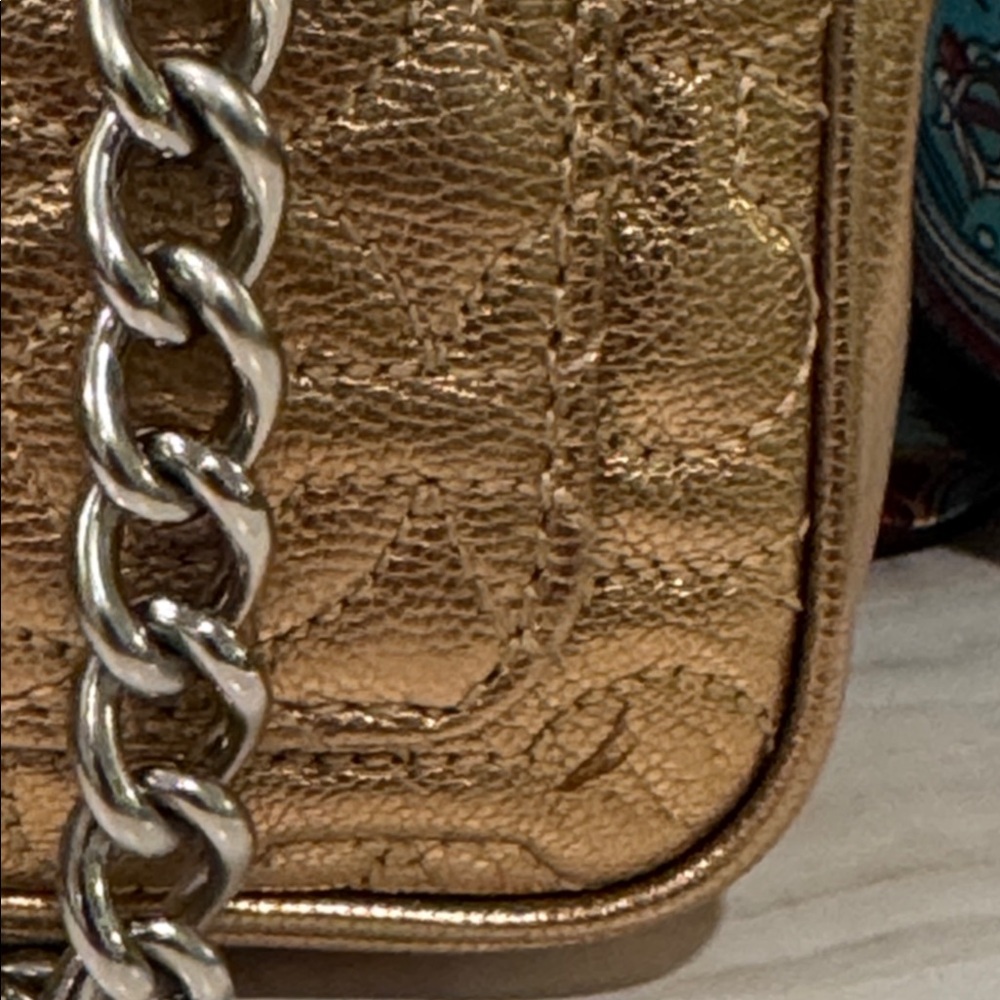 Coach Madison Small Signature Embossed Gold Metallic Leather Shoulder Bag - Picture 8 of 17